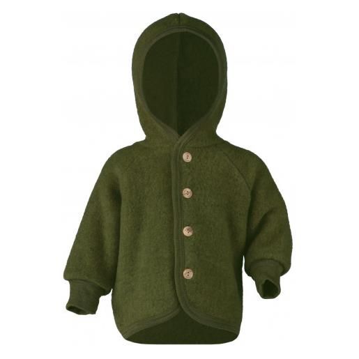 Engel giacca baby con cappuccio in pile di lana - col. Verde melange