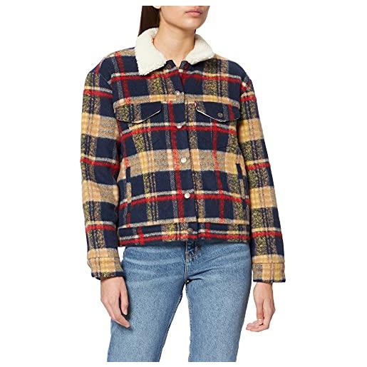 Levi's wool trucker giacca, plaid in lana, xs donna