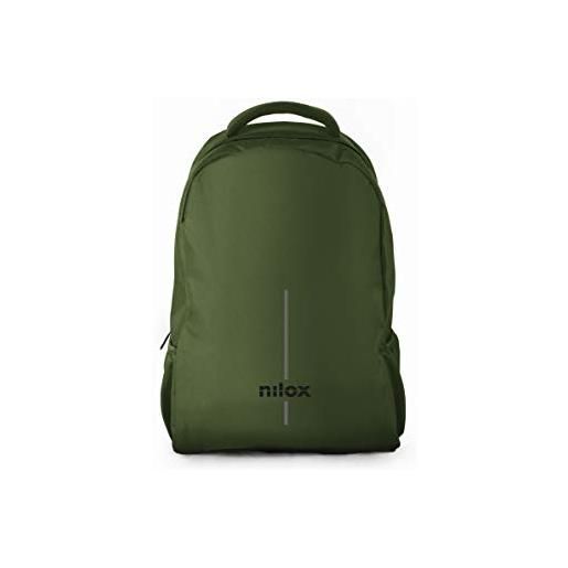 Nilox backpack 15.6 everyday eco green, zaino porta pc con doppio scompartimento interno, realizzato in materiale riciclato da bottiglie di plastica, verde