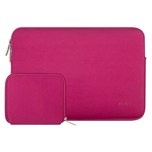 MOSISO laptop custodia pc portatil compatibile con mac. Book air/pro, 13-13,3 pollici notebook, compatibile con mac. Book pro 14 m3 m2 m1 pro max 2024-2021, neoprene borsa con piccolo case, rosa rossa