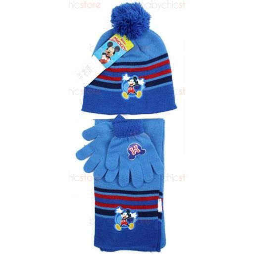 Regabilia set sciarpa, cappello e guanti mickey mouse blu