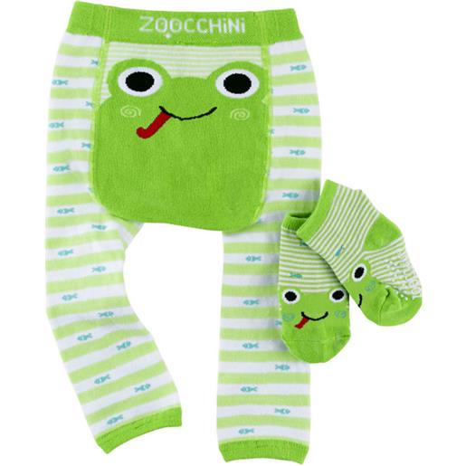 Zoocchini set leggings e calzini antiscivolo - rana 6-12 mesi