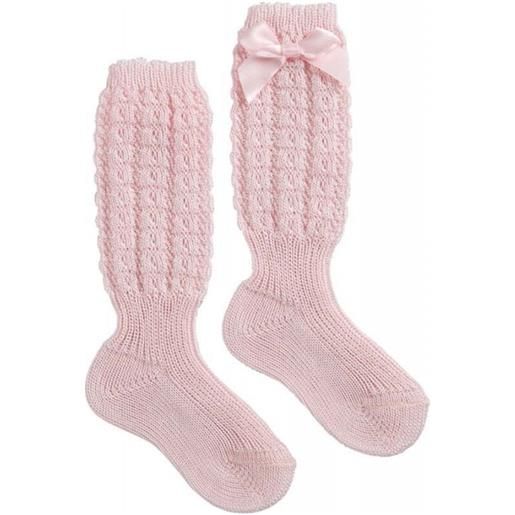 Babyvip calzino lungo in cotone con fiocchetto rosa - 10 - 12