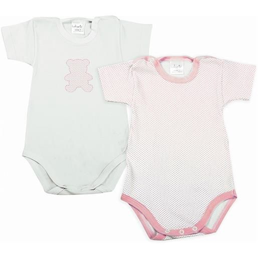 Babyvip set 2 body neonato a mezza manica pois rosa - 1 mese