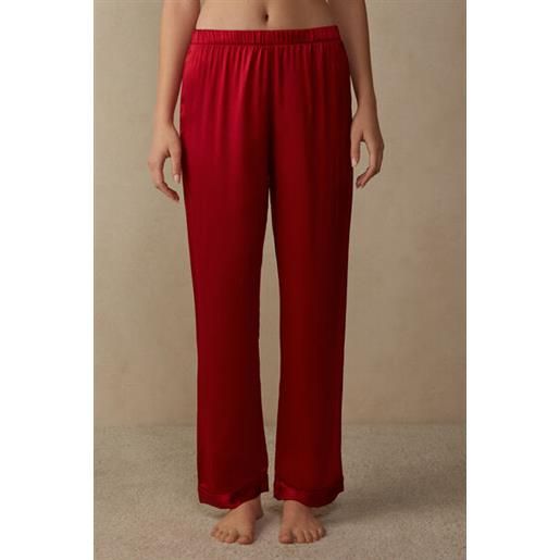 Intimissimi pantalone lungo in raso di seta rosso
