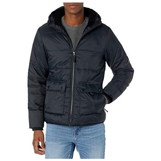 Amazon Essentials piumino imbottito impermeabile a maniche lunghe foderato in sherpa uomo, nero, m