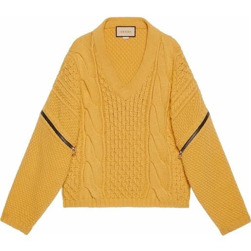 Gucci maglione con scollo a v - giallo