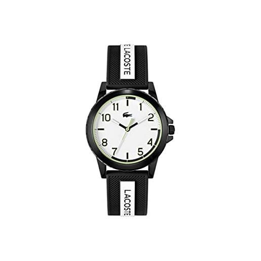 Lacoste orologio analogico al quarzo unisex per ragazzi con cinturino in silicone di diversi colori, nero/bianco (black/white)