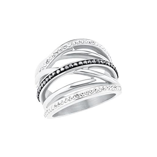 s.Oliver anello da donna in acciaio inossidabile, con cristallo, argento, in confezione regalo, 2022653