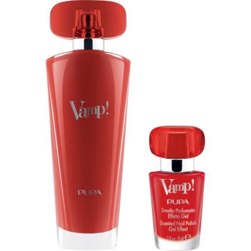 Pupa vamp!Red confezione 50 ml eau de parfum + 9 ml vamp!Smalto profumato effetto gel 202