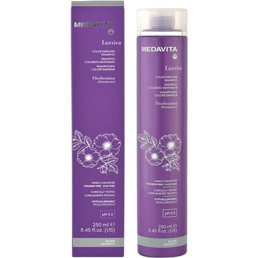Medavita luxviva color enricher shampoo silver 250ml - shampoo ravvivante colorante capelli grigi bianchi