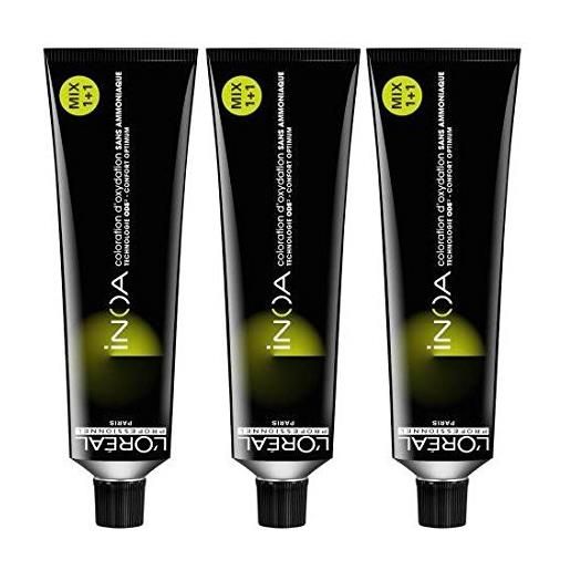 L'Oréal Professionnel l'oreal professionnel inoa - set di 3 colorazioni senza ammoniaca, n. 4 castagno, 60 ml