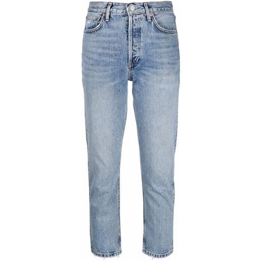 AGOLDE jeans crop riley a vita alta - blu
