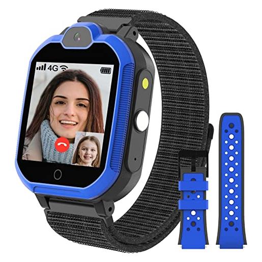 PTHTECHUS smartwatch bambini con wifi - 4g gps orologio intelligente per ragazza e ragazzo touchscreen con lettore musicale, video chiamata, torcia, per bambino 6-12 anni regalo