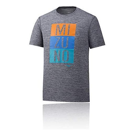 Mizuno impulse core blocks t-shirt-grau, orange, camicie uomo, grigio, s