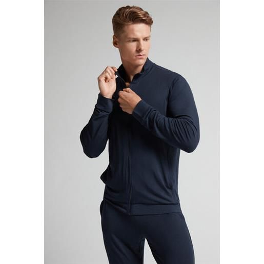 Intimissimi felpa con zip in seta e modal blu