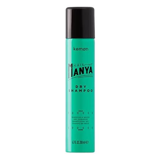 Kemon - hair manya dry shampoo, secco per capelli puliti e freschi, effetto leggerezza e volume - 200 ml