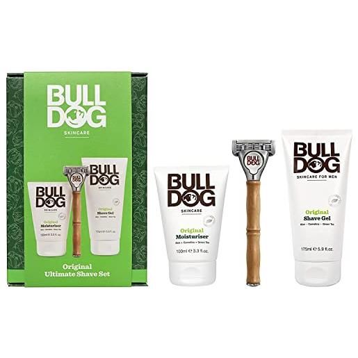 Bulldog skincare - expert shave set - cofanetto con 1 rasoio original bamboo + 1 gel da barba original + 1 crema idratante original