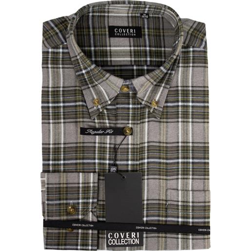 Coveri Collection camicia scozzese uomo button down in flanella rasata