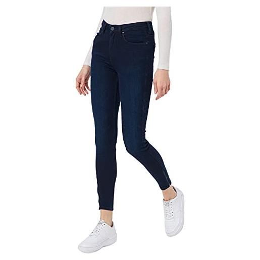 Lee scarlett high zip jeans donna, blu (mid ely), 29w / 29l