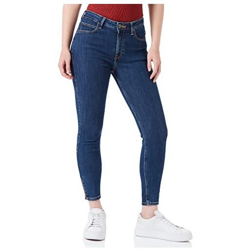 Lee scarlett high zip jeans donna, blu (mid ely), 32w / 31l