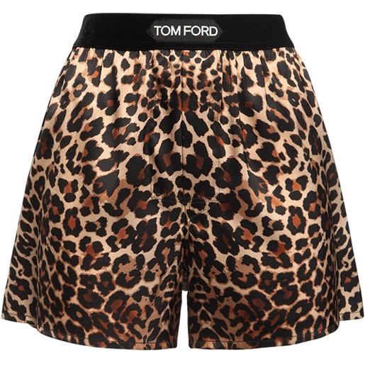 TOM FORD shorts in raso di seta leopard