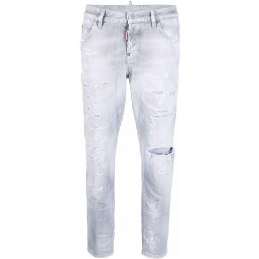 Dsquared2 jeans a vita alta crop - grigio