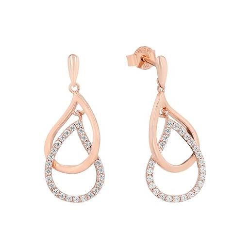 Amor orecchini orecchini da donna in argento 925, con zirconi sintetici, 2.7 cm, color rosa, forniti in confezione regalo per gioielli, 9157587