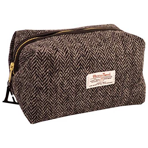 Vagabond Bags Ltd harris tweed herringbone medium boxy holdall beauty case, 23 cm, nero (black & white tweed)