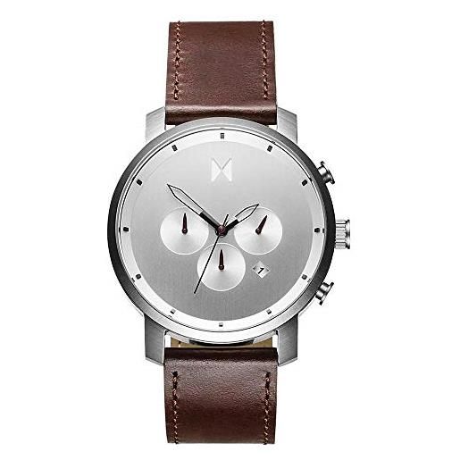 MVMT orologio con cronografo al quarzo da uomo collezione chrono con cinturino in ceramica, pelle o acciaio inossidabile argento (silver)