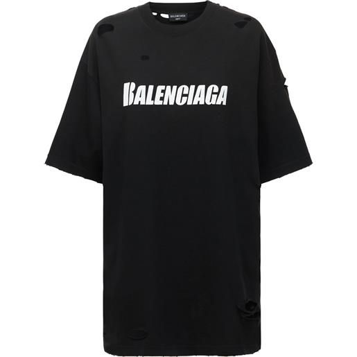 BALENCIAGA t-shirt oversize in jersey distressed con logo