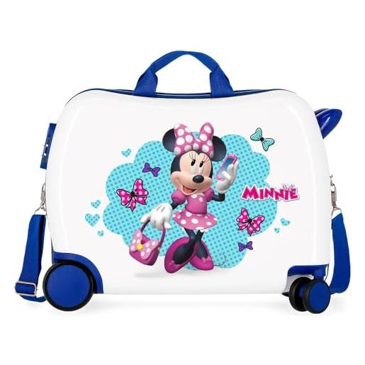 Disney maleta infantil 2 ruedas multidireccionales minnie good mood azul, valigia per bambina, bianco (white), tailla unica