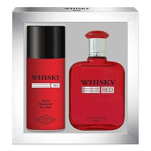 EVAFLORPARIS whisky red - cofanetto eau de toilette 100ml + deodorante 15oml - spray - profumo uomo - regalo - EVAFLORPARIS