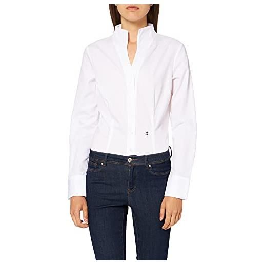 Seidensticker donna goblet collar blouse long sleeve slim fit plain non-iron camicia da donna, bianco (01), 38