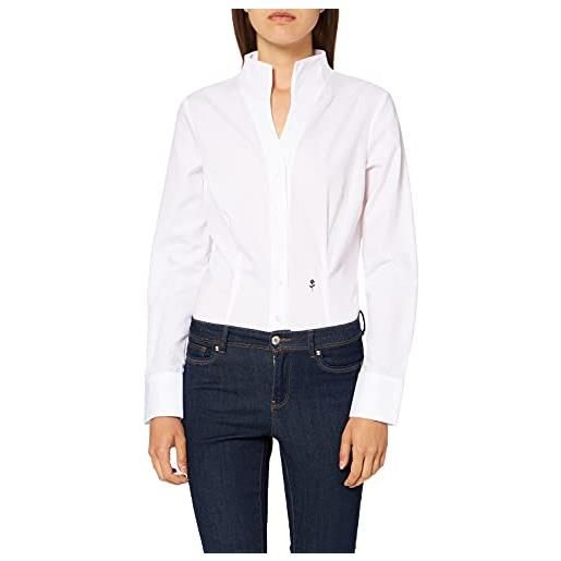 Seidensticker city bluse langarm slim fit kelchkragen bügelfrei camicia da donna, bianco, 44