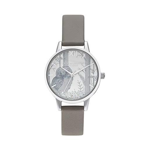 Olivia Burton orologio analogico al quarzo da donna con cinturino in pelle eco-compatibile grigio - ob16sg10