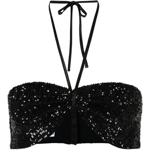 In The Mood For Love top crop con paillettes t patty - nero