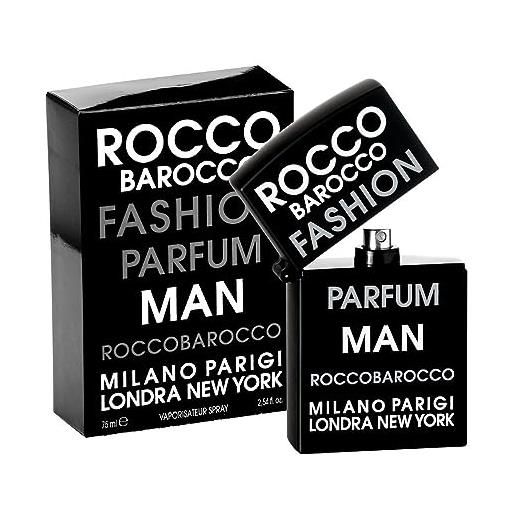 Rocco Barocco roccobarocco - man fashion eau de parfum uomo - profumo uomo dalla fragranza agrumata, speziata, legnosa e dall'originale dolcezza. Flacone da 75 ml