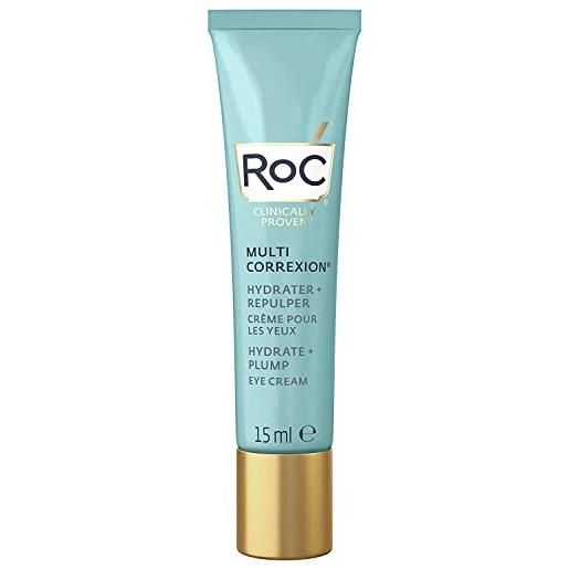 RoC - multi correxion hydrate + plump crema occhi - 3 in 1 - sollevare e rassodare contorno occhi - massima efficacia rimpolpante - con acido ialuronico - 15 ml