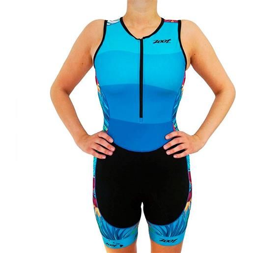 Zoot performance front zip race suit short sleeve trisuit skinsuit blu xs donna