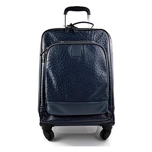 ItalianHandbags trolley rigido blu in pelle borsa pelle borsa viaggio borsa valigia pelle cabina bagaglio a mano uomo donna borsone aereo