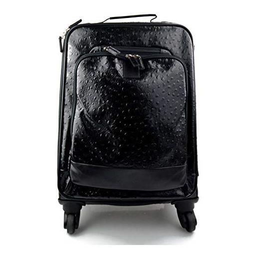 ItalianHandbags trolley rigido nero in pelle borsa pelle borsa viaggio borsa valigia pelle cabina bagaglio a mano uomo donna borsone aereo