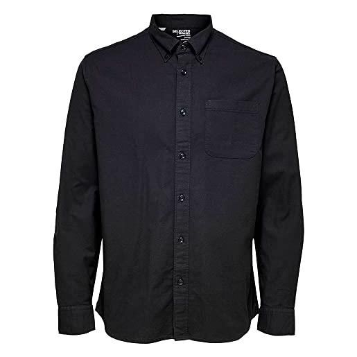 SELECTED HOMME slhregrick-ox flex shirt ls w noos camicia, nero, xl uomo