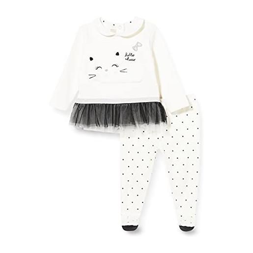 Chicco completino maglietta e pantaloni in cotone interlock elasticizzato set di pigiama, bianco e nero, 62 bimba