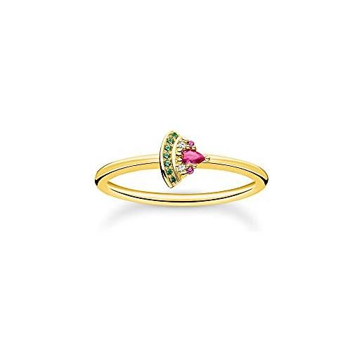 Thomas Sabo - anello argento sterling zirconia_cubica donna, gold-grün-pink-weiß, tr2353-488-7-52