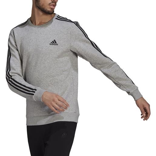 Adidas felpa da uomo girocollo essentials 3-stripes grigia