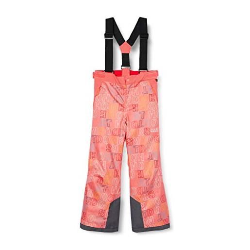 Jack Wolfskin great snow printed pantaloni, unisex bambini, coral pink all over, xxs