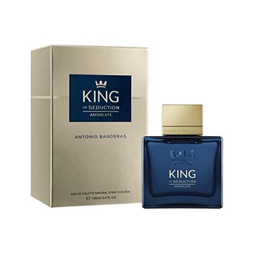 Antonio Banderas banderas king of seduction absolute, eau de toilette spray per uomo, fragranza di muschio legnoso, 100 ml