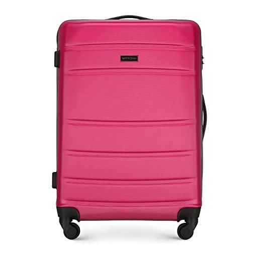 WITTCHEN valigia da viaggio bagaglio a mano valigia da cabina valigia rigida in abs con 4 ruote girevoli serratura a combinazione maniglia telescopica globe line taglia m rosa