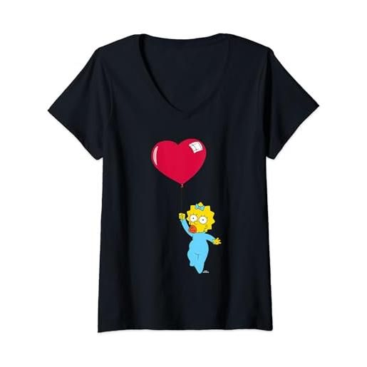 The Simpsons donna The Simpsons maggie heart balloon valentine's day maglietta con collo a v
